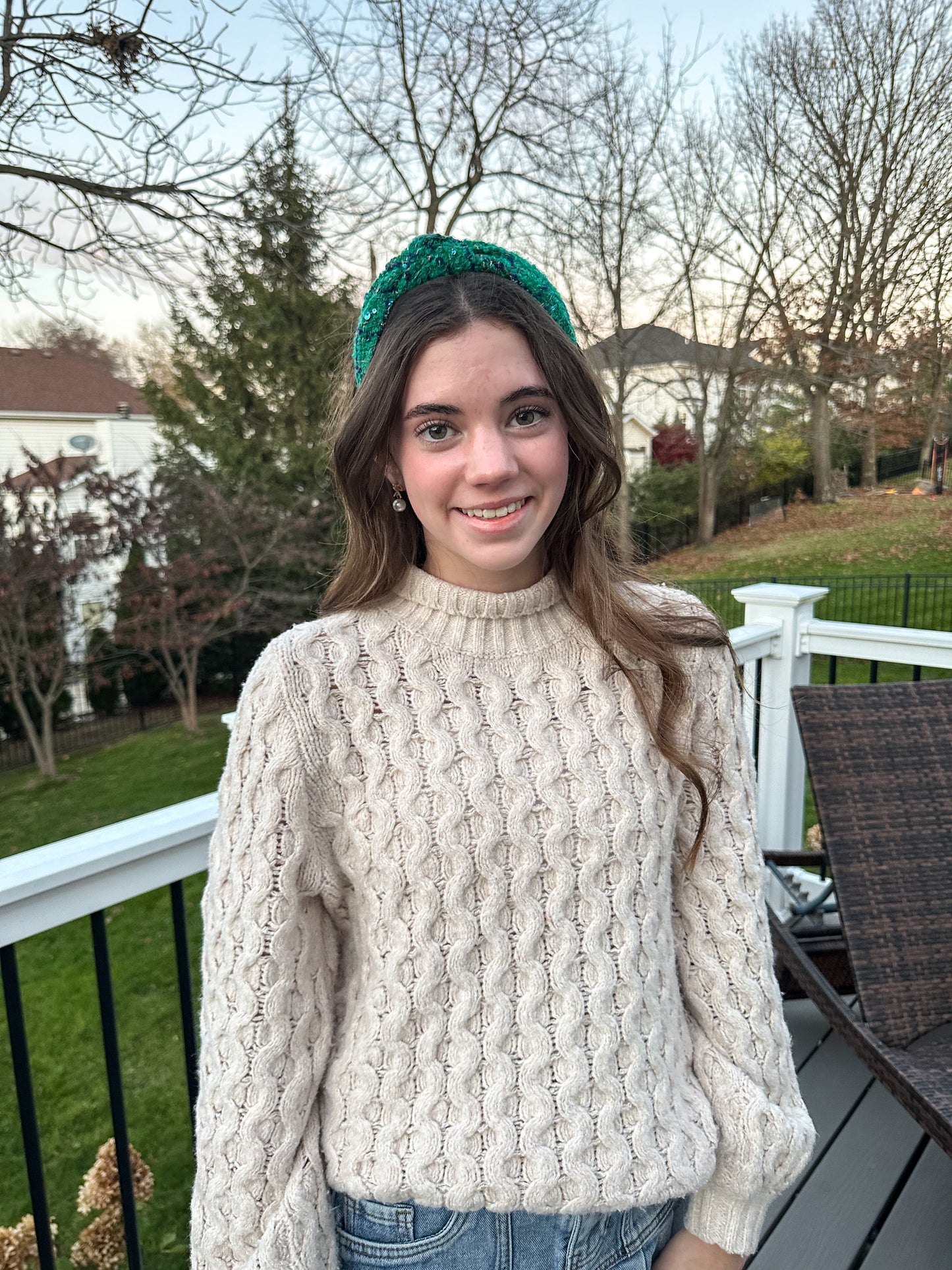 Kelly Green Tweed Headband