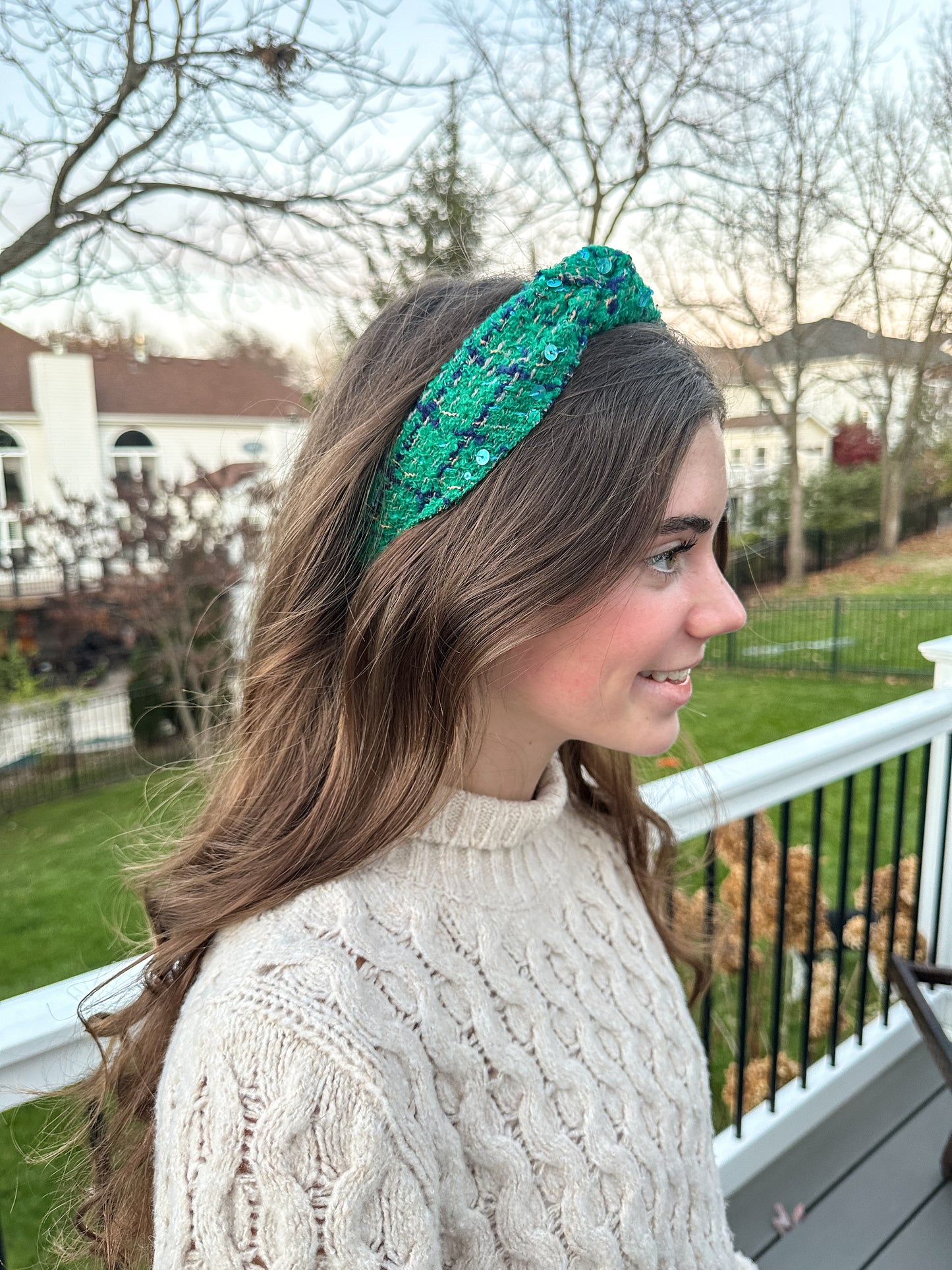Kelly Green Tweed Headband