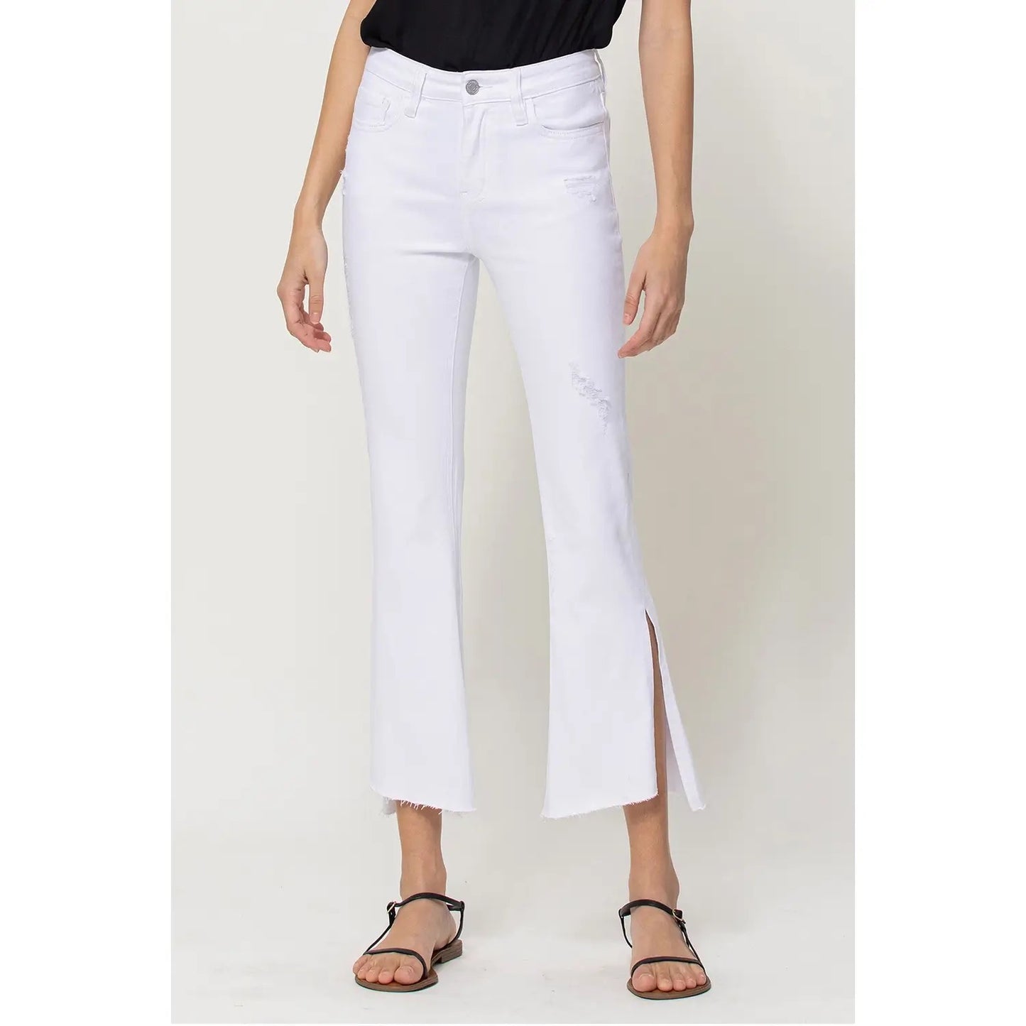 Mercedes White Slide Slit Denim