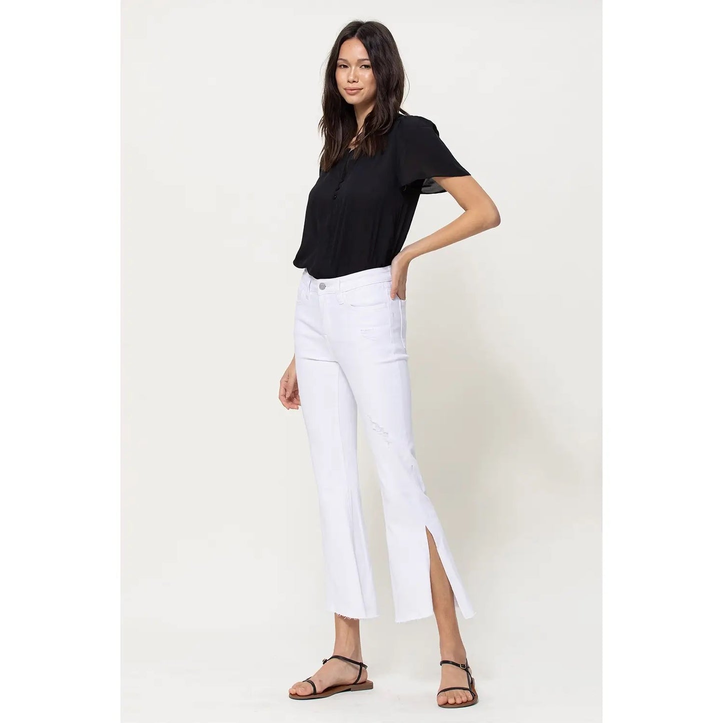 Mercedes White Slide Slit Denim