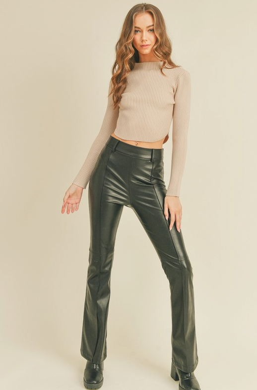 Robbin's Long Sleeve Ribbed Top (Taupe or Black)