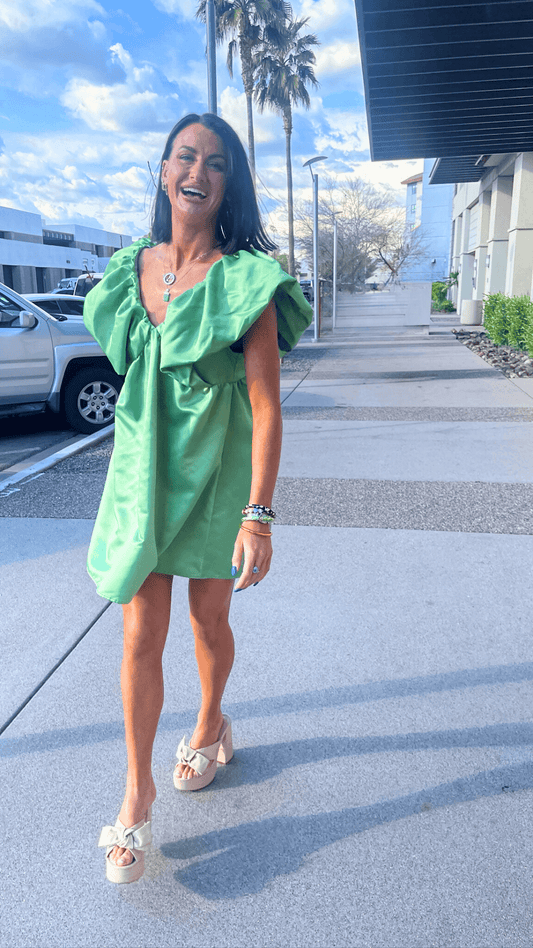 Stella's Satin Green Mini Dress