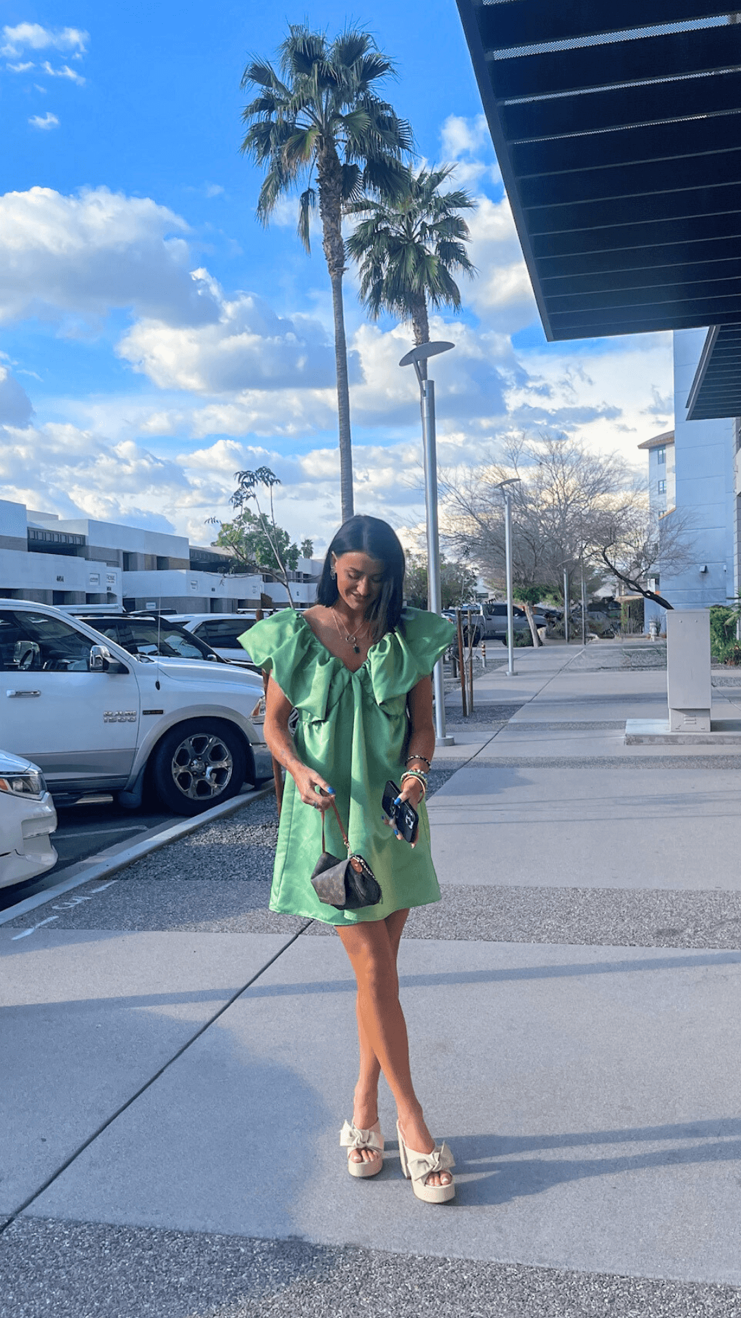 Stella's Satin Green Mini Dress