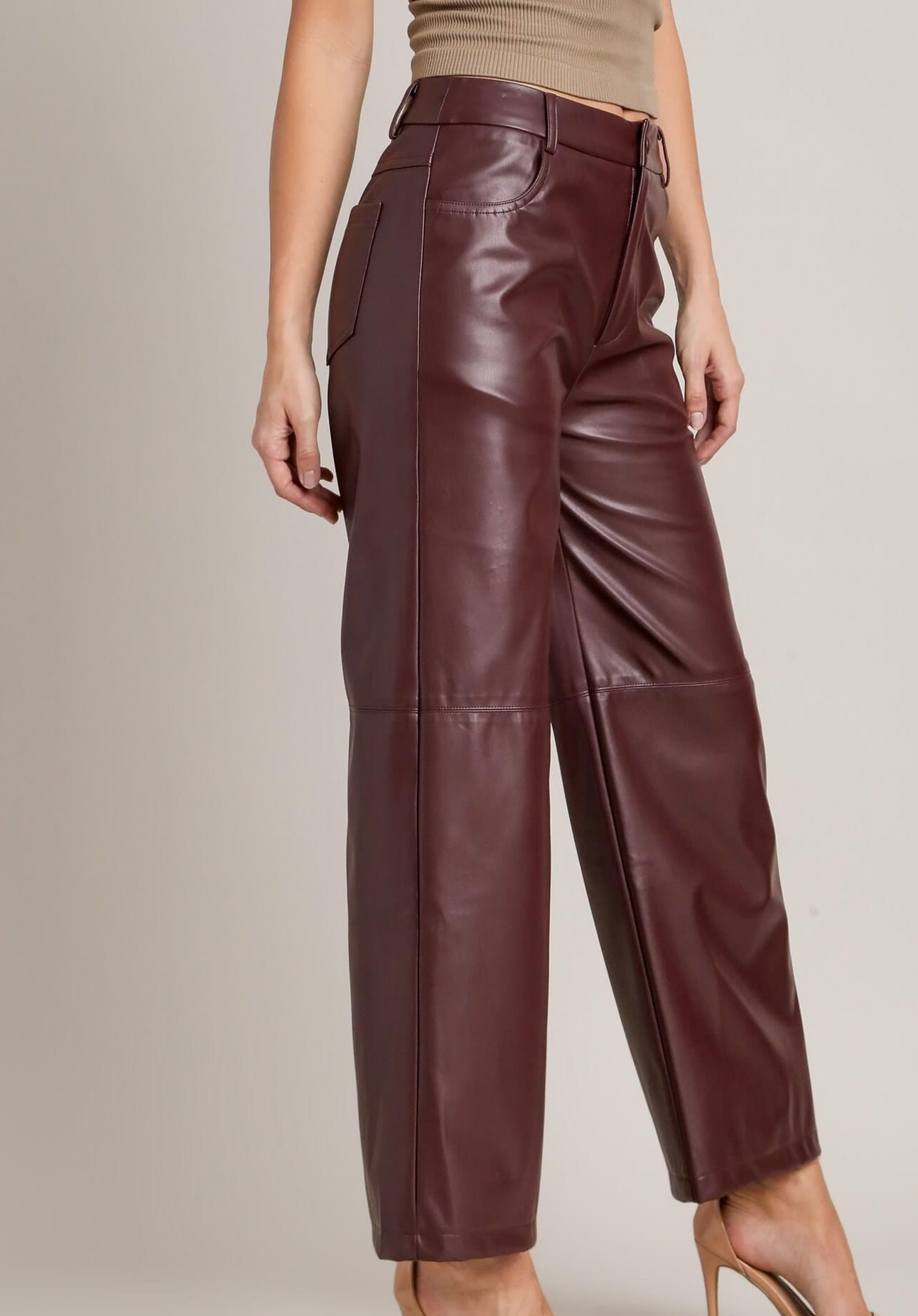 Multi Pockets High Waist Leather Trousers – BLANC LOVE