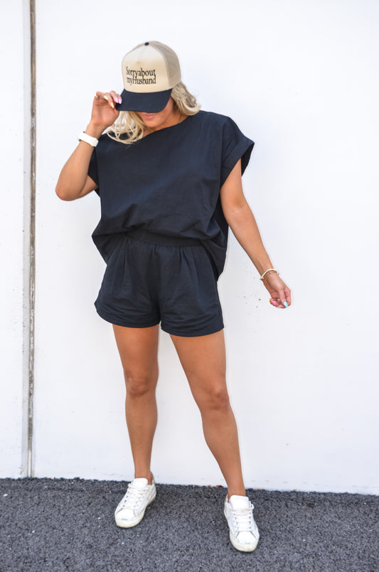 Comfy Yet Cute Black Two Piece Set