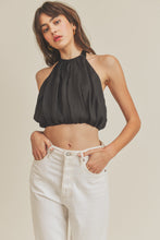 Load image into Gallery viewer, Gathered Black Halter Top

