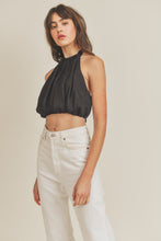 Load image into Gallery viewer, Gathered Black Halter Top
