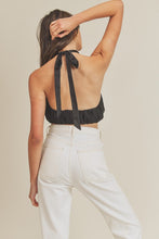 Load image into Gallery viewer, Gathered Black Halter Top
