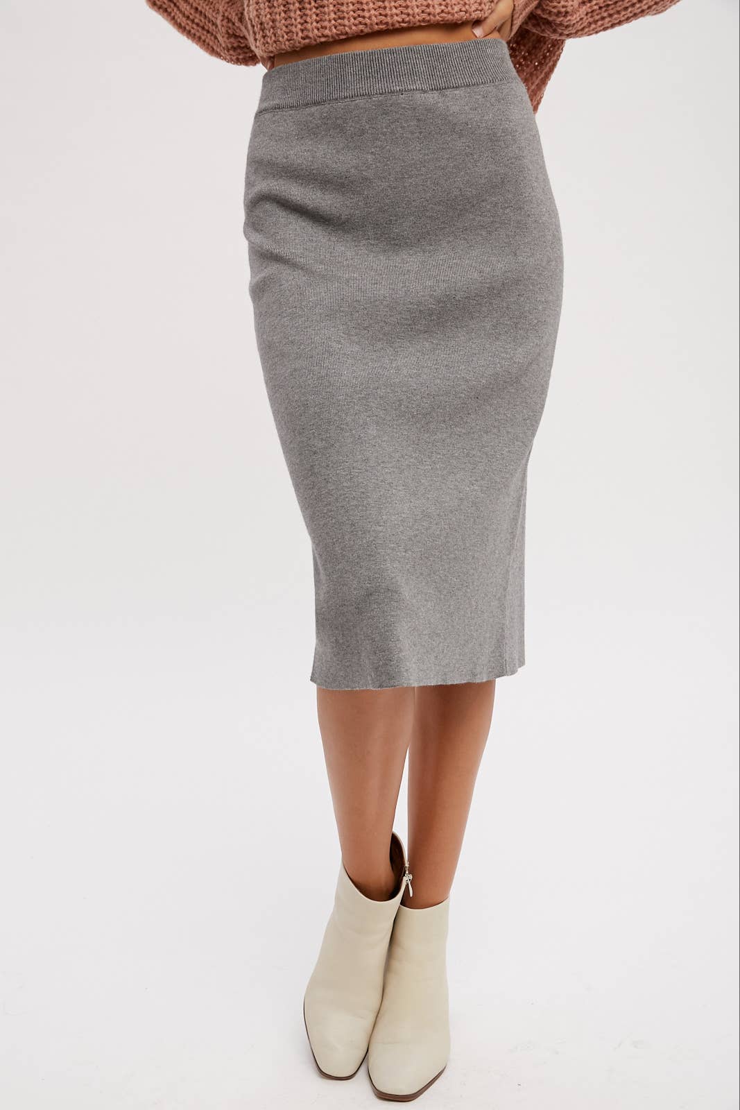 Gabby's Grey Midi Sweater Skirt