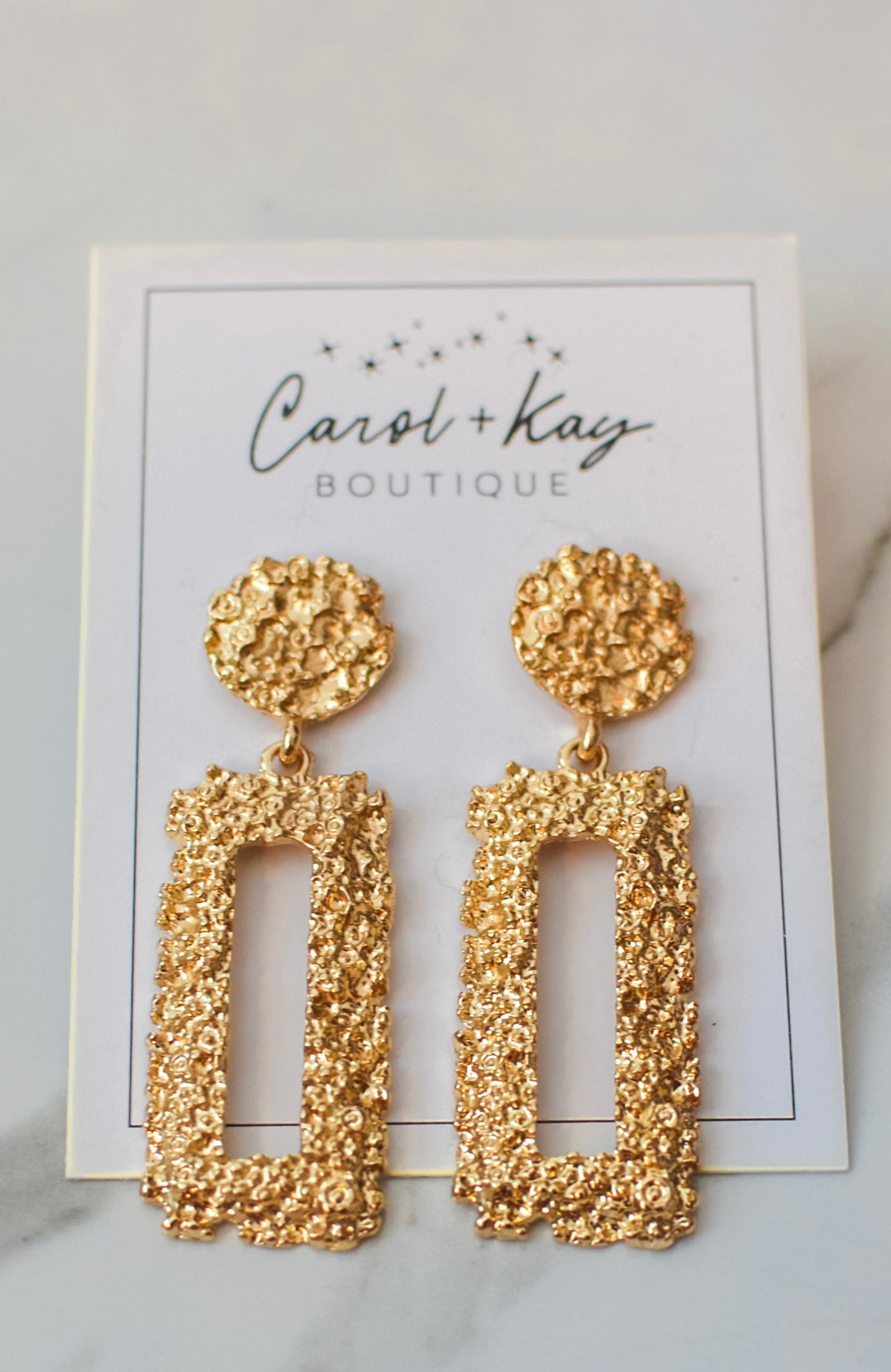 Hailey's Gold Rectangle Earrings