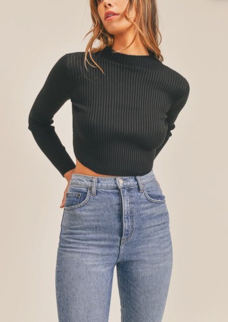 Robbin's Long Sleeve Ribbed Top (Taupe or Black)