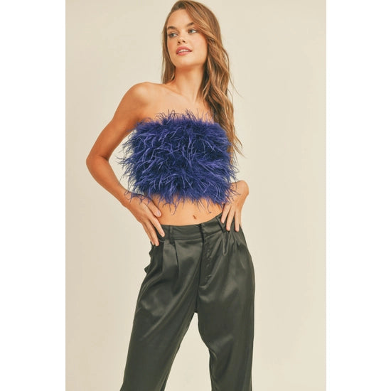 Jenna's Feather Detailed Tube Top