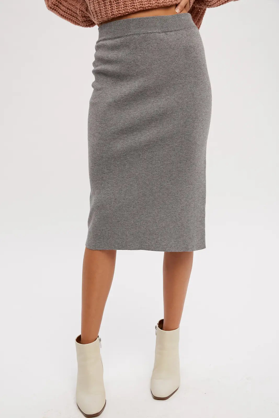 Gabby's Grey Midi Sweater Skirt