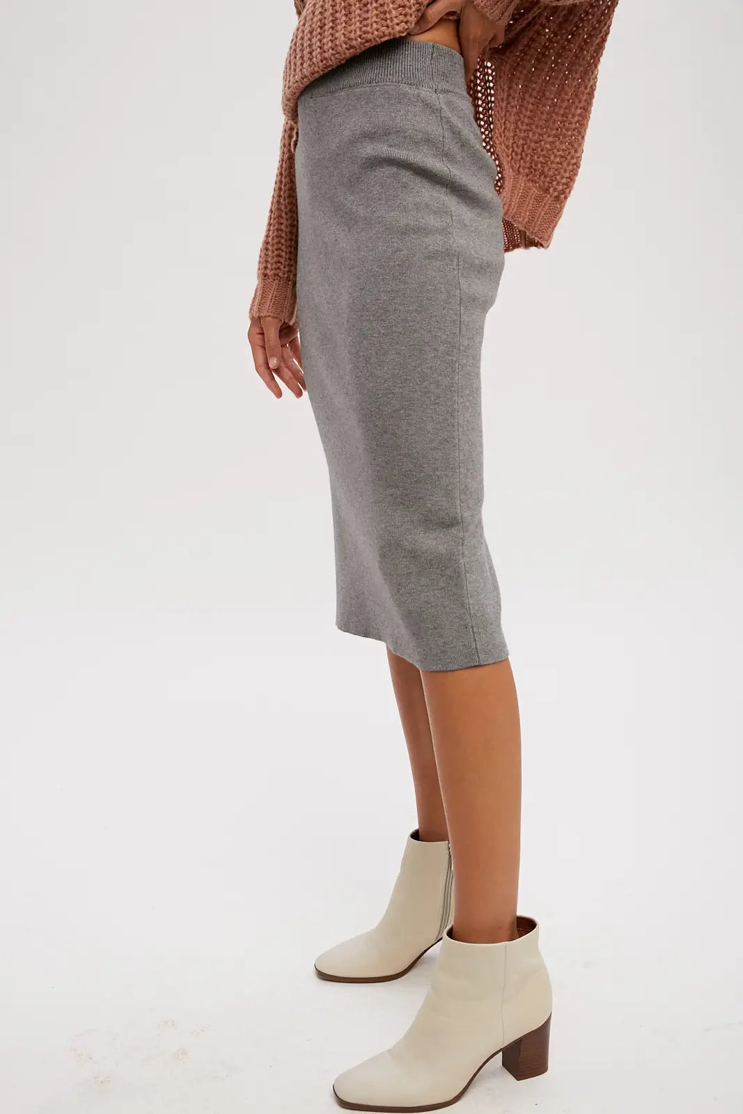 Gabby's Grey Midi Sweater Skirt