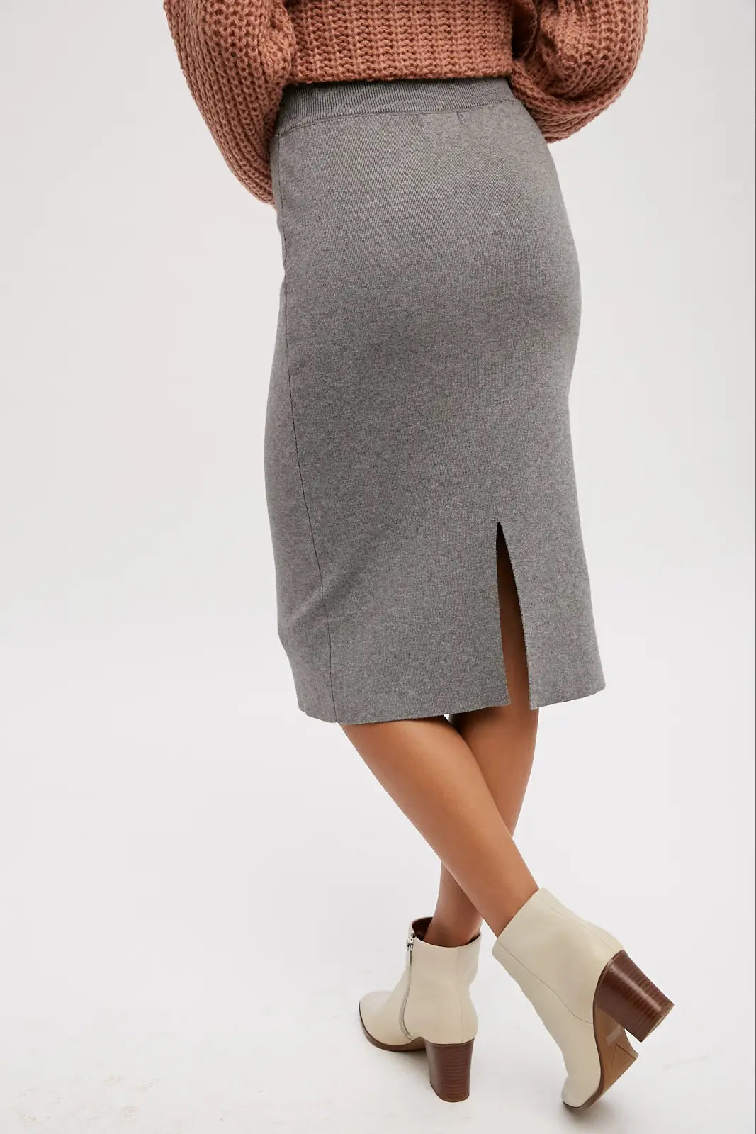 Gabby's Grey Midi Sweater Skirt