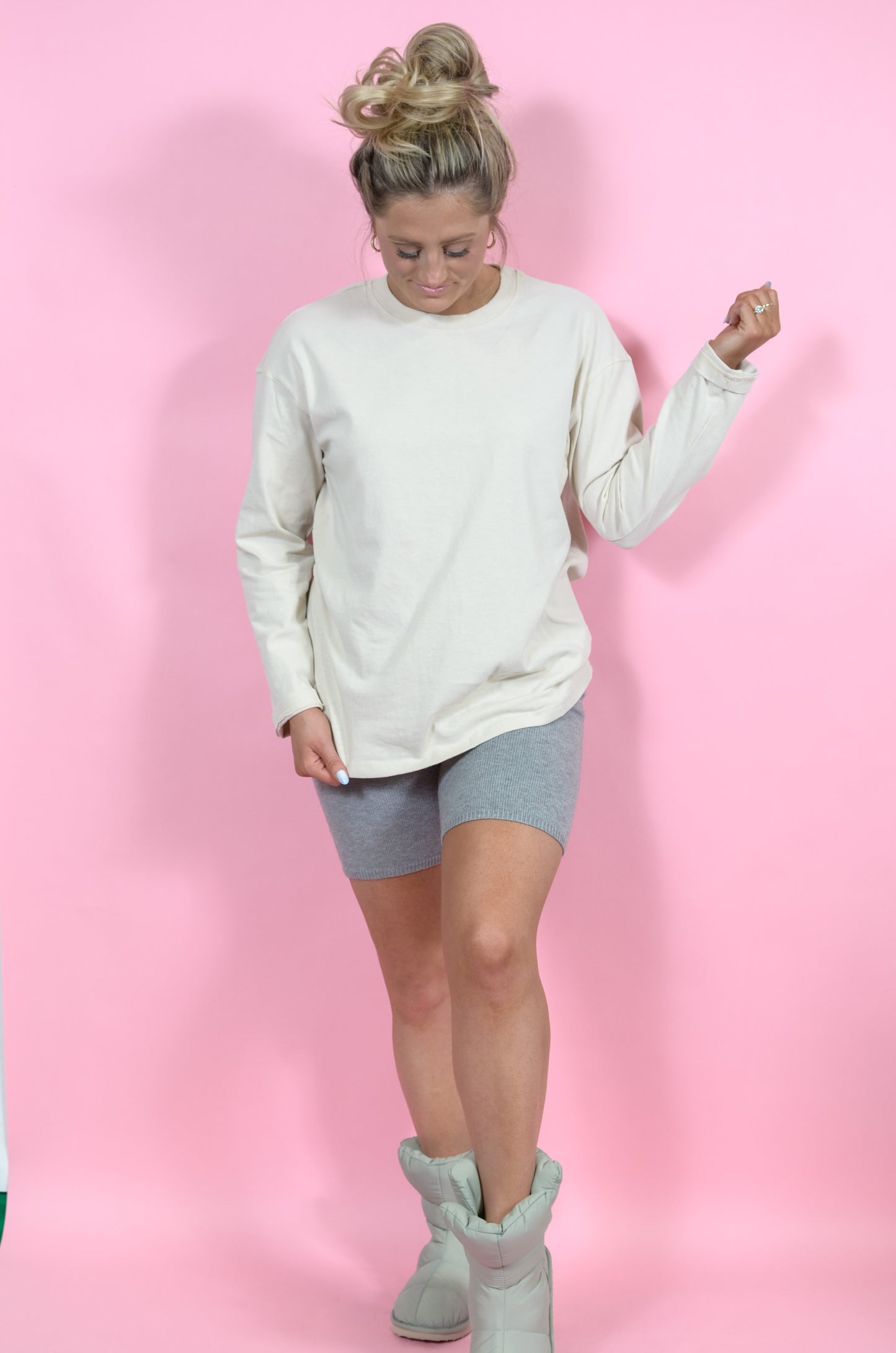 Gloria's Grey Cozy Sweater Shorts