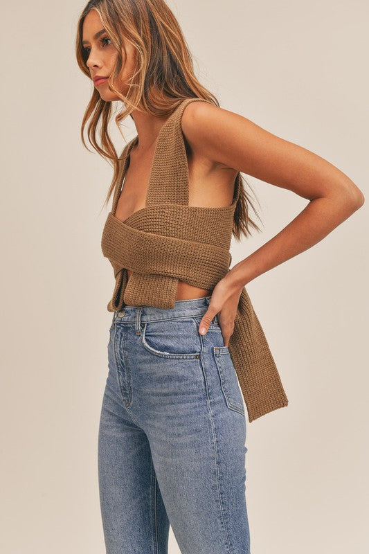 Sweater Knit Mocha Crop Top