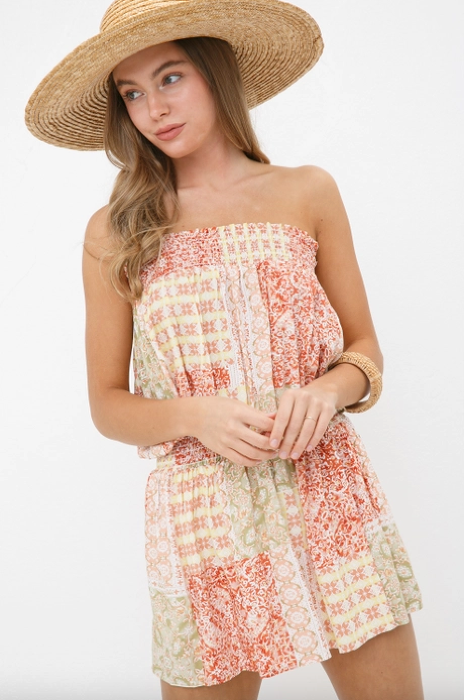 Sarah's Peach Paisley Print Mini Dress