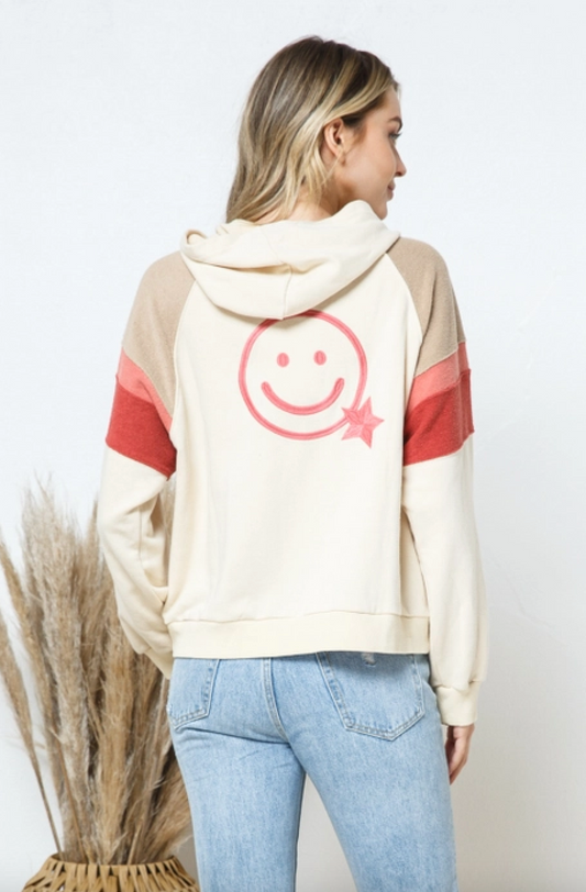 Smiley Long Sleeve Hooded Jacket